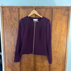 Calvin Klein purple fitted zip up blazer size 8